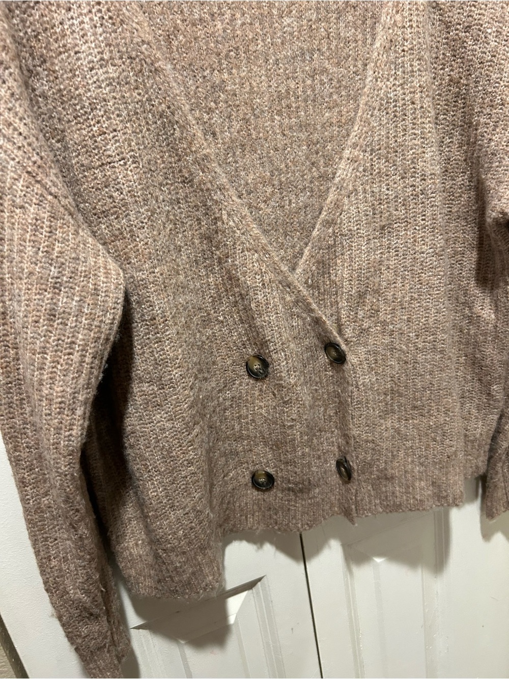 L’Agence Jamison Double-Breasted Cardigan In Tan., size XS Tall - Picture 3 of 9